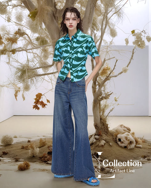 Wave Pattern Short Sleeve Shirt